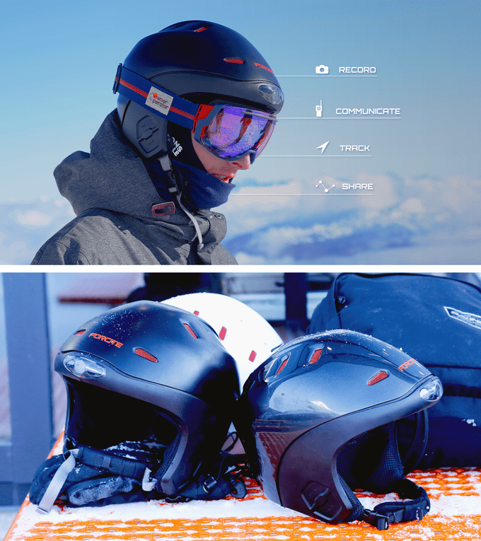 Smart snow helmet that films, tracks, communicates and shares