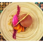 chocolate mousse with beet goat cheese ice cream