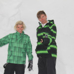 Josh and Alex inside the igloo, with our very own owl ice sculpture