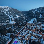 Winter Dual Mountain Village Evening  Bluebird Lights DavidMcColm 26390