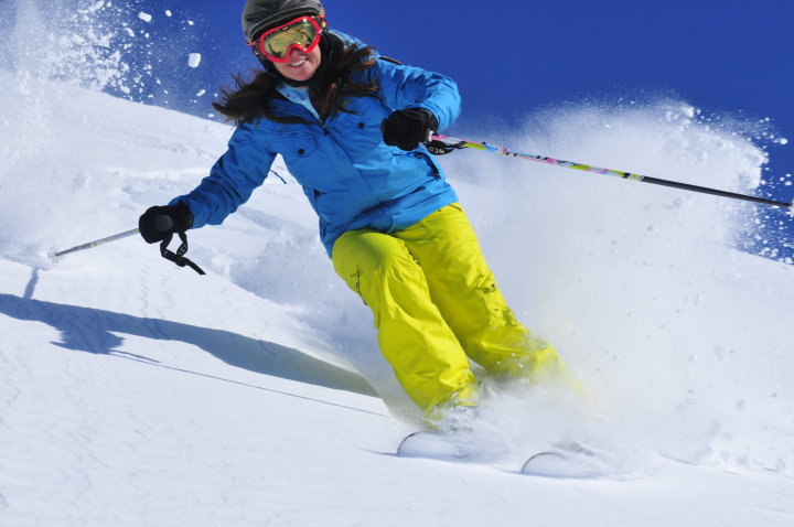 Wear bright colours that pop on a white snow background.