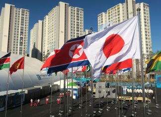 North Korea flags now flying in the south at PyeongChang