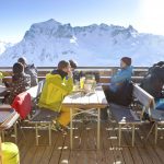 Lunch diners on the Balmalp mountain hut terrace, Zug.