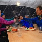 First Tracks Alpine Heli Camp dinner Photo Geoff Marks