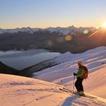 First Tracks Heli Accessed Ski Touring sunset Guy photo Geoff Marks