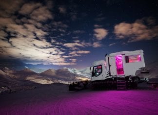 The snow cat turned hotel for romantic lovers in Europe