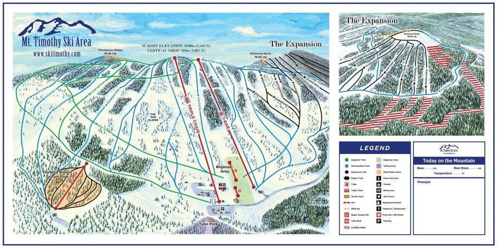 mt Timothy ski trail map