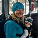 Angela and Oliver Saurine on the snow cat at Perisher