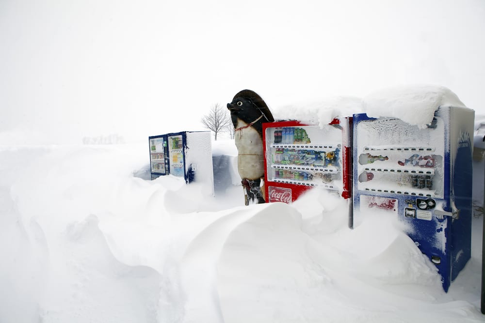 Japan Hokkaido vending machine snow
