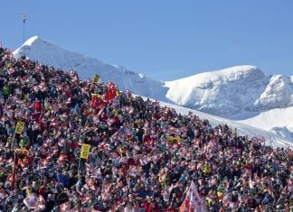 Partying at Lauberhorn, the longest, fastest and oldest WC ski race Lauberhorn Wengen Switzerland