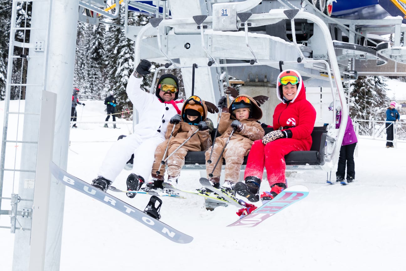 christmas family on the orient chairlift