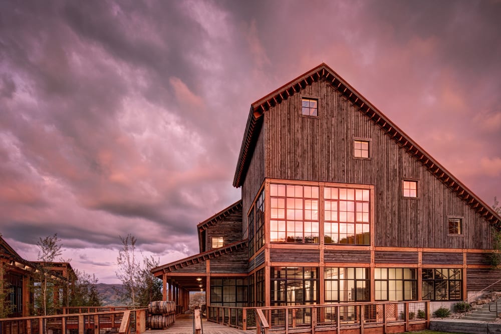 high west distillery at blue sky dusk