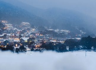 Skier dies at Thredbo today while skiing in bounds tim landscape village shot from mountain aug