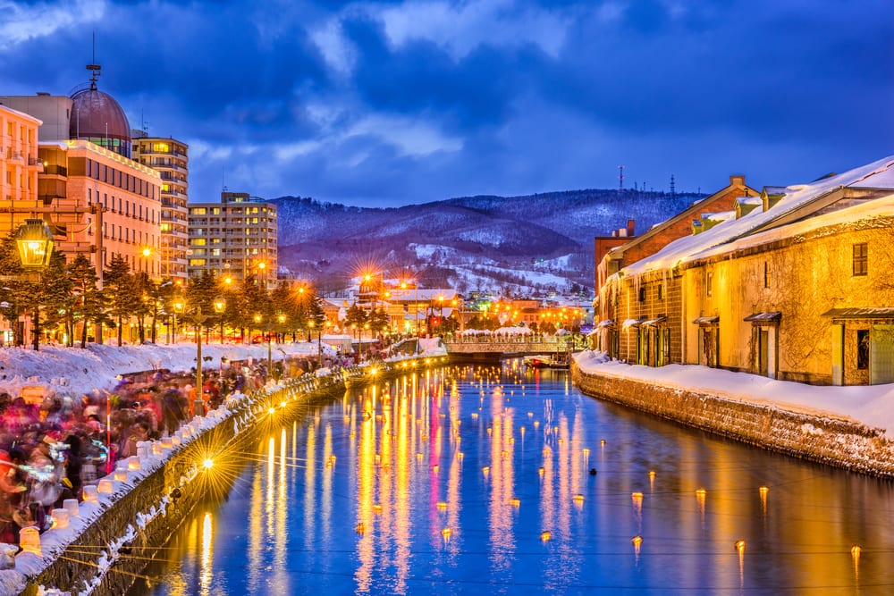 Otaru canal Japan skiing