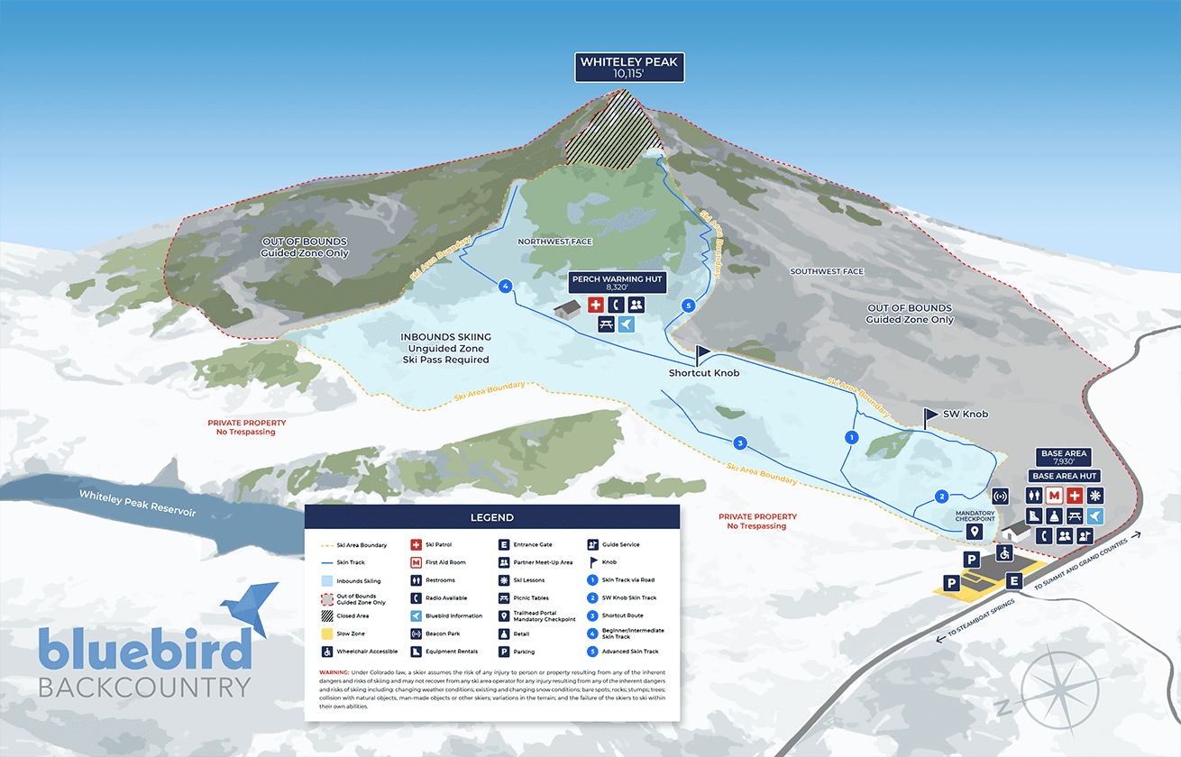 Bluebird Backcountry trail map Colorado