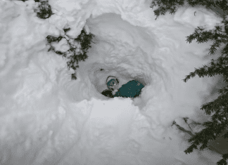 Seriously terrifying video of snowboarder found (alive) in tree well
