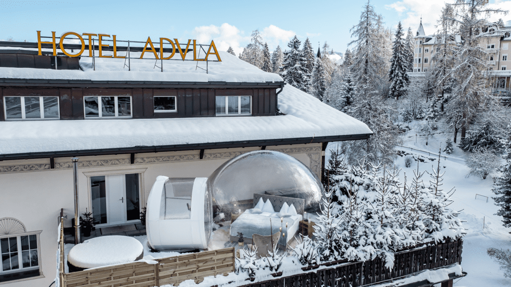 The 1001 Steilas Suite bubble dome accommodation on the roof of Hotel Adula.