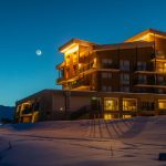 Crescent moon over the Club Med Grand Massif Samoens Morillon resort.