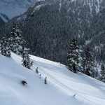 Downhill skiing with heavy powder at Shames Mountain Ski Area, Terrace BC