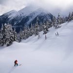 Backcountry skier at Shames Mountain Ski Area, Terrace BC