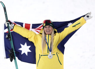 Danielle Scott lands the silver medal for aerial skiing at Winter Olympics
